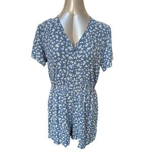 NWT Rails Sophia Blue Daisies Romper Women's Size Large MISSING BELT